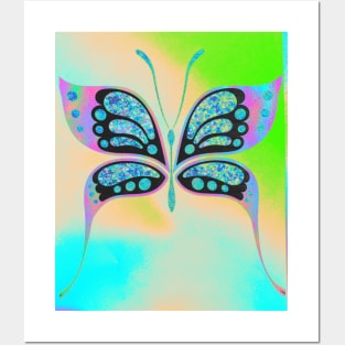 Glitter and Neon Butterfly Posters and Art